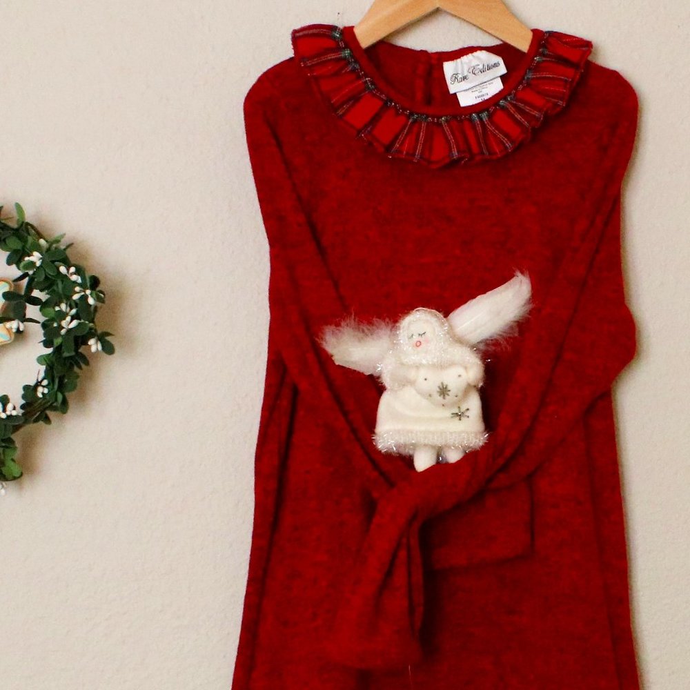 Girls M Tartan Ruffle Knit Dress